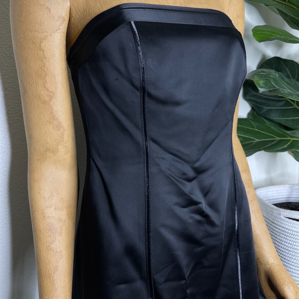 Ann Taylor A Line Black Satin strapless Dress - Picture 2 of 10